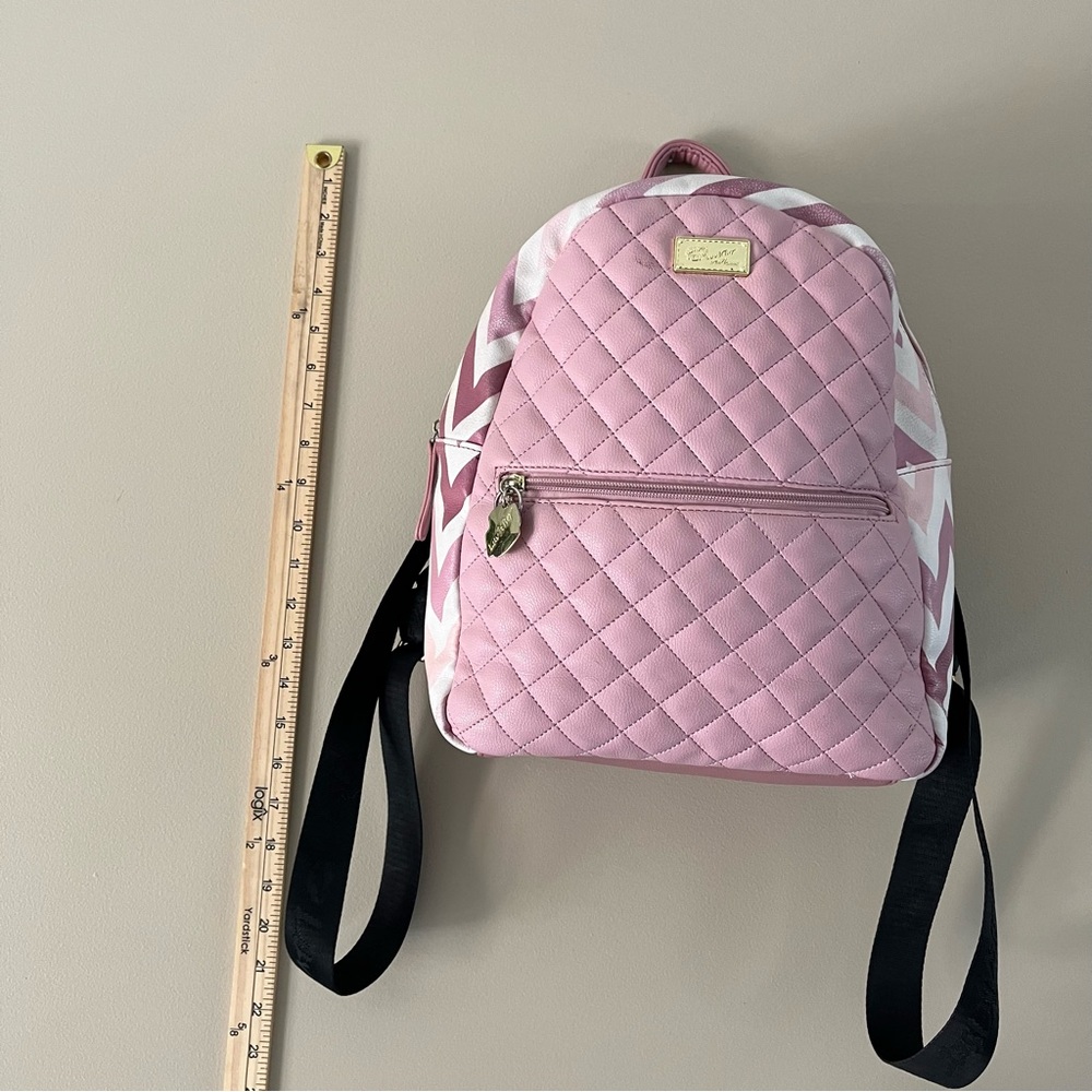 Betsey Johnson Pink Chevron Backpack - Picture 10 of 16